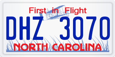 NC license plate DHZ3070