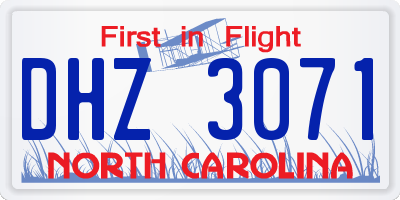 NC license plate DHZ3071