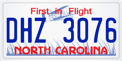 NC license plate DHZ3076