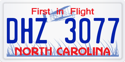 NC license plate DHZ3077