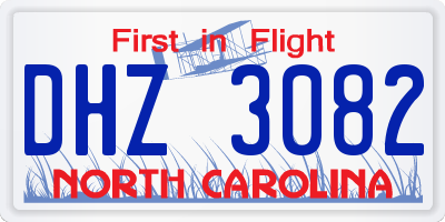 NC license plate DHZ3082