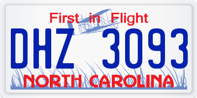 NC license plate DHZ3093