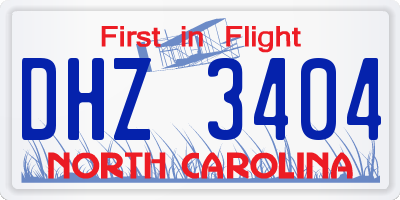 NC license plate DHZ3404