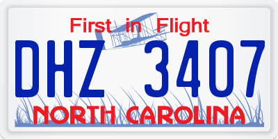 NC license plate DHZ3407