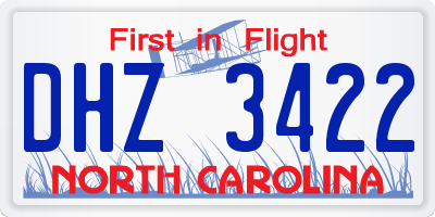 NC license plate DHZ3422