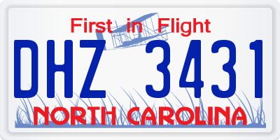 NC license plate DHZ3431