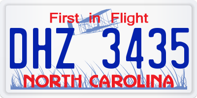 NC license plate DHZ3435