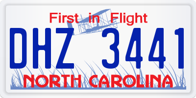 NC license plate DHZ3441