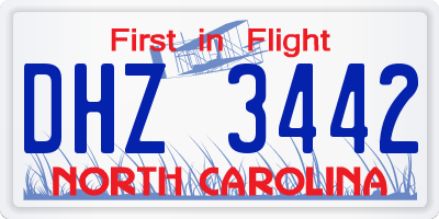 NC license plate DHZ3442
