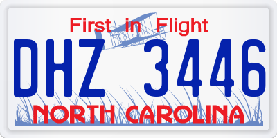 NC license plate DHZ3446