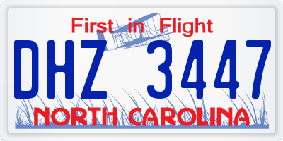 NC license plate DHZ3447