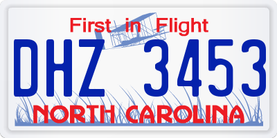 NC license plate DHZ3453