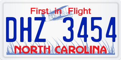 NC license plate DHZ3454