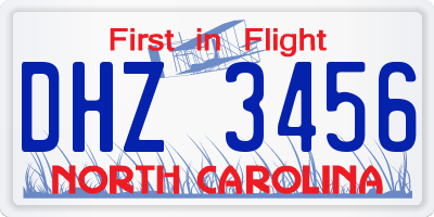 NC license plate DHZ3456