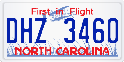 NC license plate DHZ3460