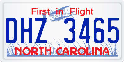 NC license plate DHZ3465