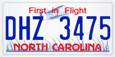 NC license plate DHZ3475