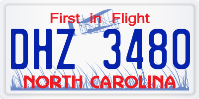 NC license plate DHZ3480