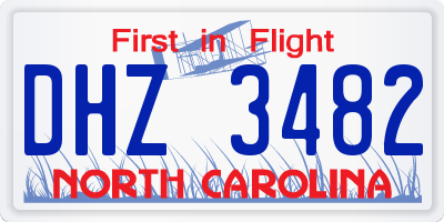 NC license plate DHZ3482