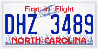 NC license plate DHZ3489