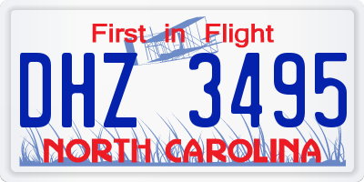 NC license plate DHZ3495