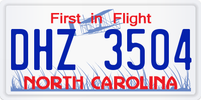 NC license plate DHZ3504