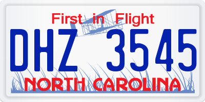 NC license plate DHZ3545