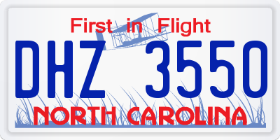 NC license plate DHZ3550