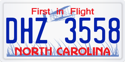 NC license plate DHZ3558
