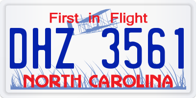 NC license plate DHZ3561