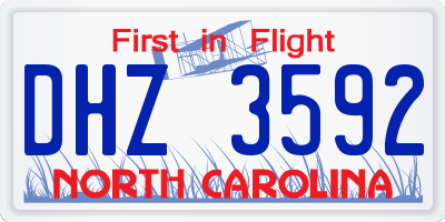 NC license plate DHZ3592