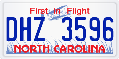 NC license plate DHZ3596