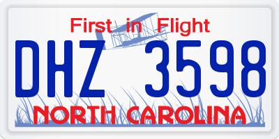 NC license plate DHZ3598