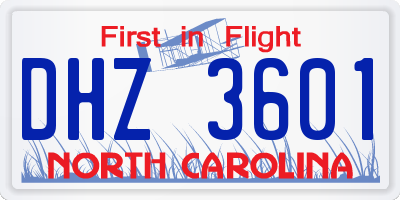 NC license plate DHZ3601
