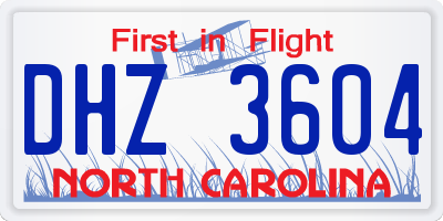 NC license plate DHZ3604