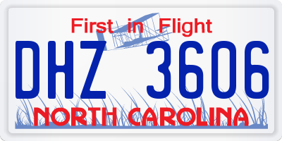 NC license plate DHZ3606