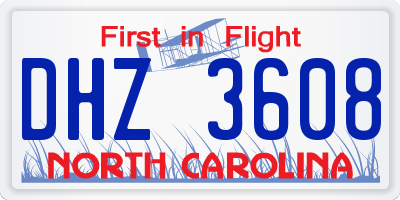 NC license plate DHZ3608