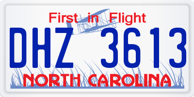 NC license plate DHZ3613