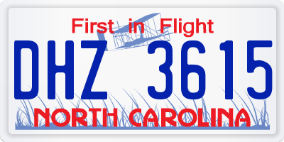 NC license plate DHZ3615