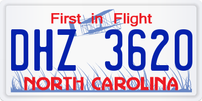 NC license plate DHZ3620