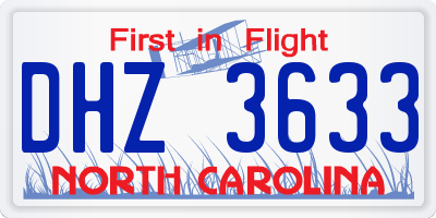 NC license plate DHZ3633