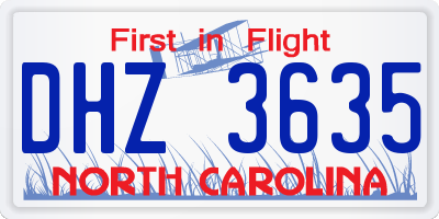 NC license plate DHZ3635