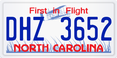 NC license plate DHZ3652