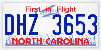 NC license plate DHZ3653