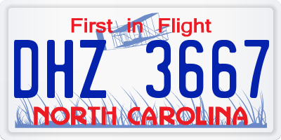 NC license plate DHZ3667
