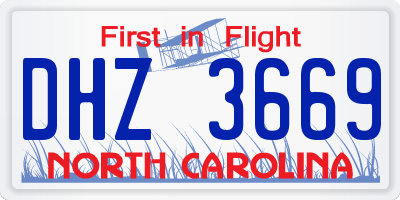 NC license plate DHZ3669