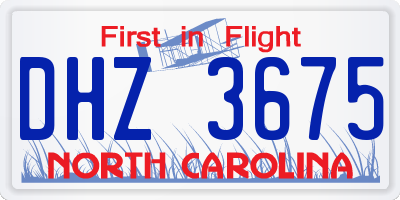 NC license plate DHZ3675