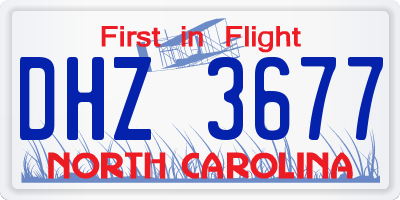 NC license plate DHZ3677