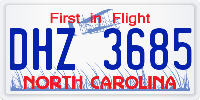 NC license plate DHZ3685