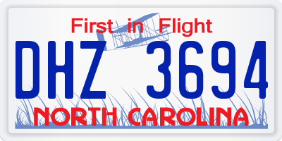 NC license plate DHZ3694